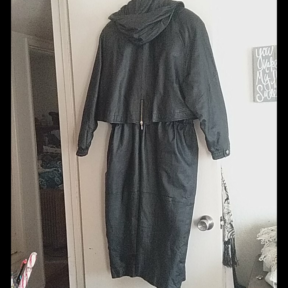 Long Leather Trench Coat